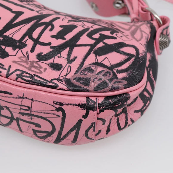 Balenciaga Le Cagoule XS Shoulder Bag Leather Pink Silver 671309 Auth ka6967SAM