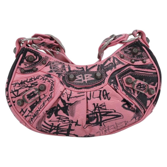 Balenciaga Le Cagoule XS Shoulder Bag Leather Pink Silver 671309 Auth ka6967SAM