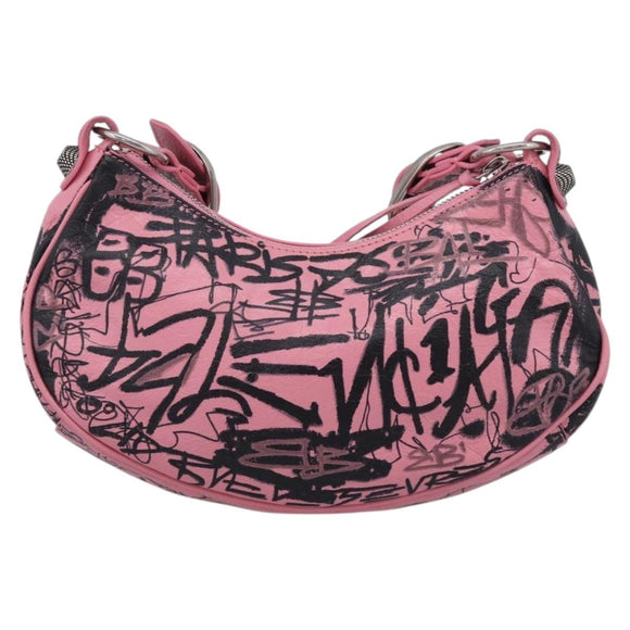 Balenciaga Le Cagoule XS Shoulder Bag Leather Pink Silver 671309 Auth ka6967SAM