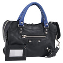 Balenciaga Mini City Hand Bag Leather 2way Black Silver 300295 Auth ka6969M-1