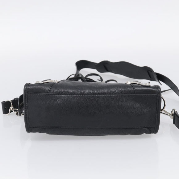 Balenciaga Mini City Hand Bag Leather 2way Black Silver 300295 Auth ka6969M