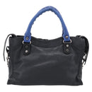Balenciaga Mini City Hand Bag Leather 2way Black Silver 300295 Auth ka6969M-3