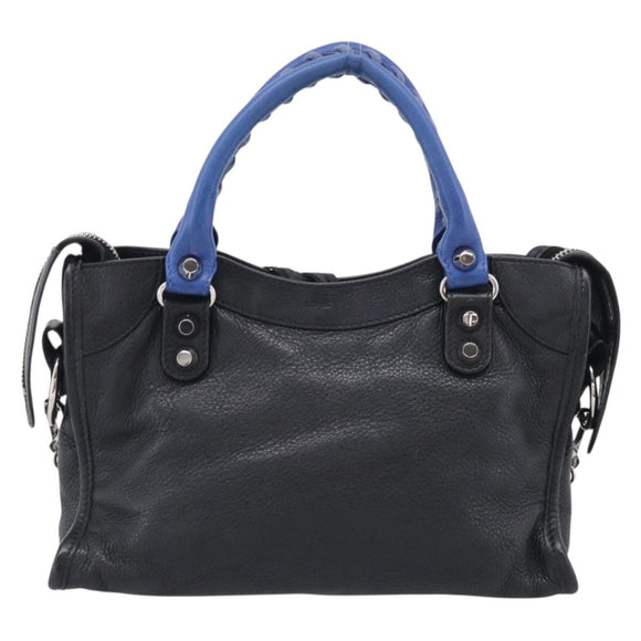 Balenciaga Mini City Hand Bag Leather 2way Black Silver 300295 Auth ka6969M