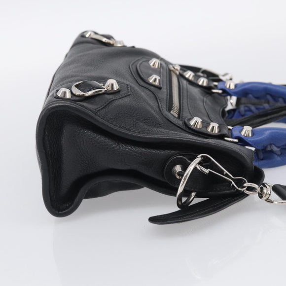 Balenciaga Mini City Hand Bag Leather 2way Black Silver 300295 Auth ka6969M