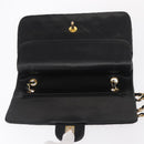 CHANEL Matelasse 25 Double Flap Chain Bag Lamb Skin Black Gold CC Auth ka696SV-15