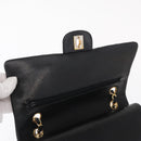 CHANEL Matelasse 25 Double Flap Chain Bag Lamb Skin Black Gold CC Auth ka696SV-16