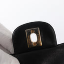 CHANEL Matelasse 25 Double Flap Chain Bag Lamb Skin Black Gold CC Auth ka696SV-18