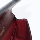 CHANEL Matelasse 25 Double Flap Chain Bag Lamb Skin Black Gold CC Auth ka696SV-23