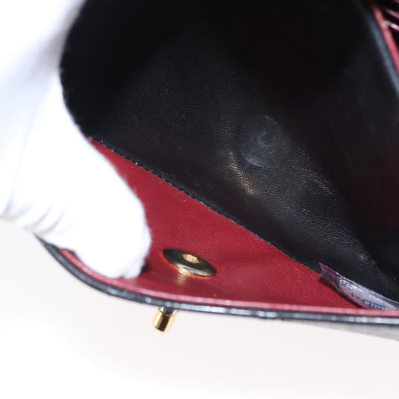 CHANEL Matelasse 25 Double Flap Chain Bag Lamb Skin Black Gold CC Auth ka696SV