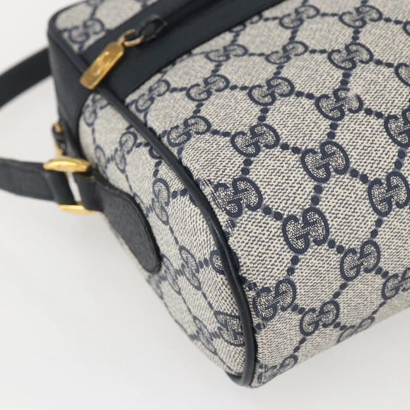 GUCCI GG Supreme Sherry Line Shoulder Bag PVC Navy Gold Auth ka697