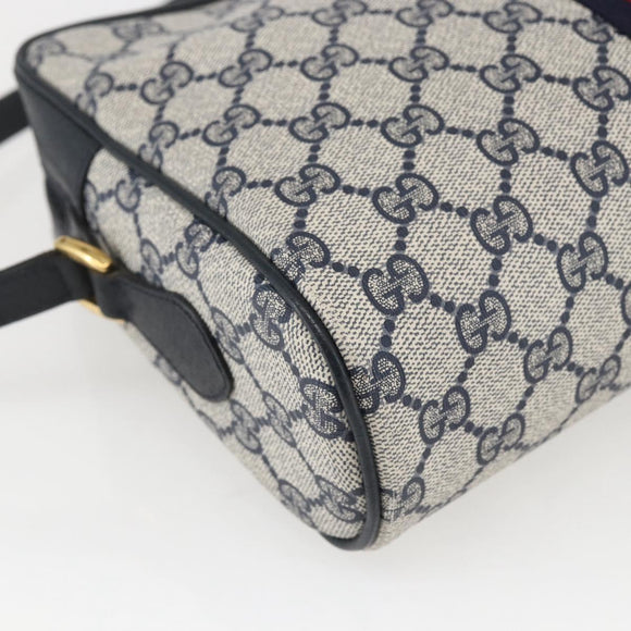 GUCCI GG Supreme Sherry Line Shoulder Bag PVC Navy Gold Auth ka697