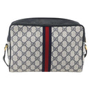 GUCCI GG Supreme Sherry Line Shoulder Bag PVC Navy Gold Auth ka697-3