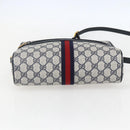 GUCCI GG Supreme Sherry Line Shoulder Bag PVC Navy Gold Auth ka697-9