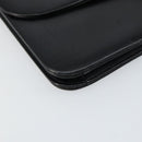 Christian Dior Chain Shoulder Bag Leather Black Gold Auth ka698-11