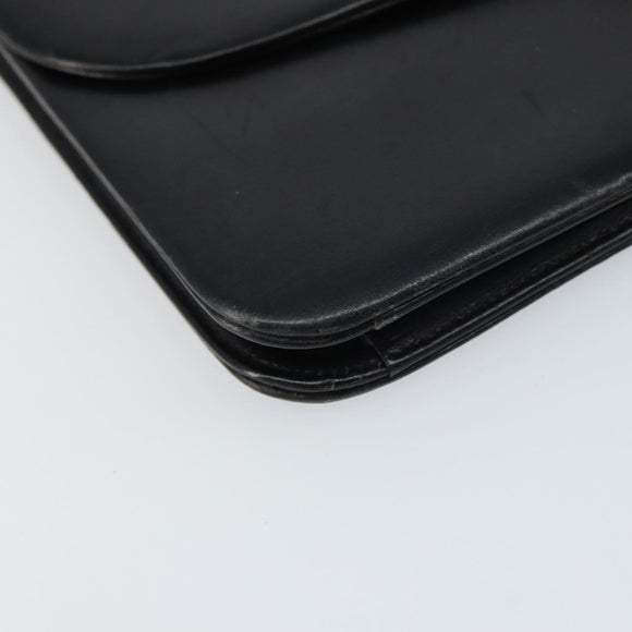 Christian Dior Chain Shoulder Bag Leather Black Gold Auth ka698