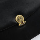 Christian Dior Chain Shoulder Bag Leather Black Gold Auth ka698-14