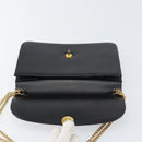 Christian Dior Chain Shoulder Bag Leather Black Gold Auth ka698-15