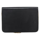 Christian Dior Chain Shoulder Bag Leather Black Gold Auth ka698-3