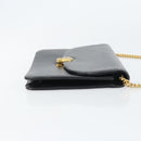 Christian Dior Chain Shoulder Bag Leather Black Gold Auth ka698-4