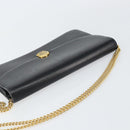 Christian Dior Chain Shoulder Bag Leather Black Gold Auth ka698-6
