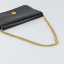 Christian Dior Chain Shoulder Bag Leather Black Gold Auth ka698-7