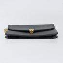 Christian Dior Chain Shoulder Bag Leather Black Gold Auth ka698-9