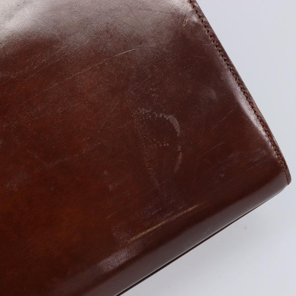 Cartier PANTHERE Tote Bag Patent Leather Brown Silver Auth ka6984A