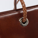 Cartier PANTHERE Tote Bag Patent Leather Brown Silver Auth ka6984A-15