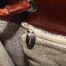 Cartier PANTHERE Tote Bag Patent Leather Brown Silver Auth ka6984A-20