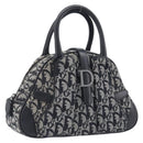 Christian Dior Trotter Canvas Double Saddle Hand Bag Black Silver Auth ka6987V-1