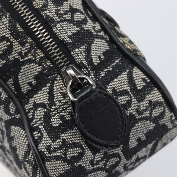 Christian Dior Trotter Canvas Double Saddle Hand Bag Black Silver Auth ka6987V
