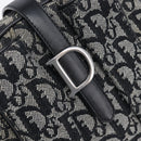Christian Dior Trotter Canvas Double Saddle Hand Bag Black Silver Auth ka6987V-16