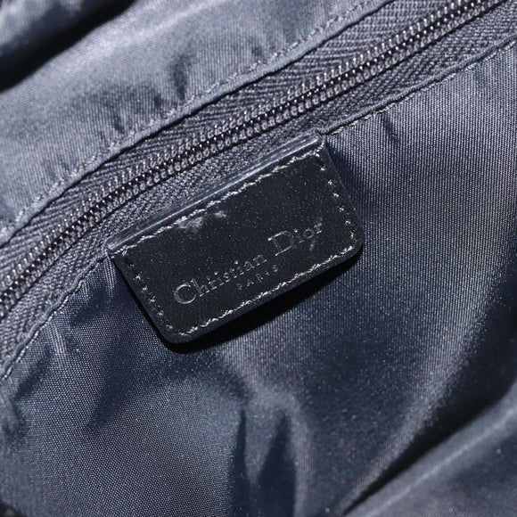 Christian Dior Trotter Canvas Double Saddle Hand Bag Black Silver Auth ka6987V