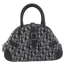 Christian Dior Trotter Canvas Double Saddle Hand Bag Black Silver Auth ka6987V-2