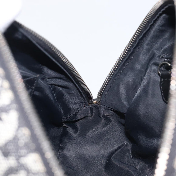 Christian Dior Trotter Canvas Double Saddle Hand Bag Black Silver Auth ka6987V