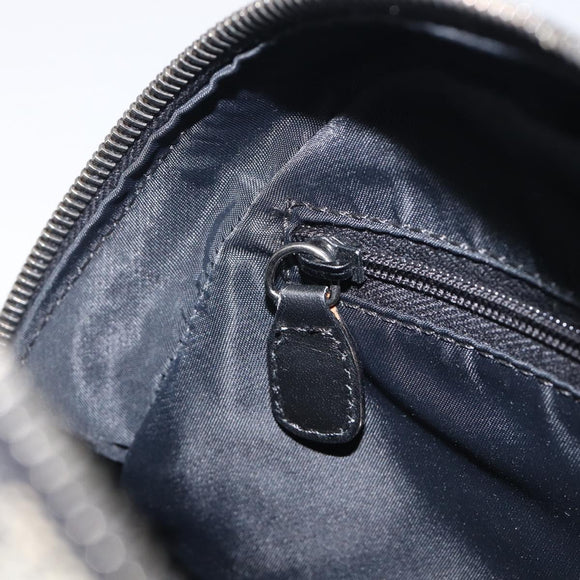 Christian Dior Trotter Canvas Double Saddle Hand Bag Black Silver Auth ka6987V