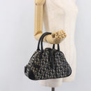 Christian Dior Trotter Canvas Double Saddle Hand Bag Black Silver Auth ka6987V-26