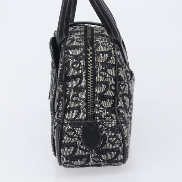 Christian Dior Trotter Canvas Double Saddle Hand Bag Black Silver Auth ka6987V