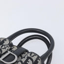 Christian Dior Trotter Canvas Double Saddle Hand Bag Black Silver Auth ka6987V-8