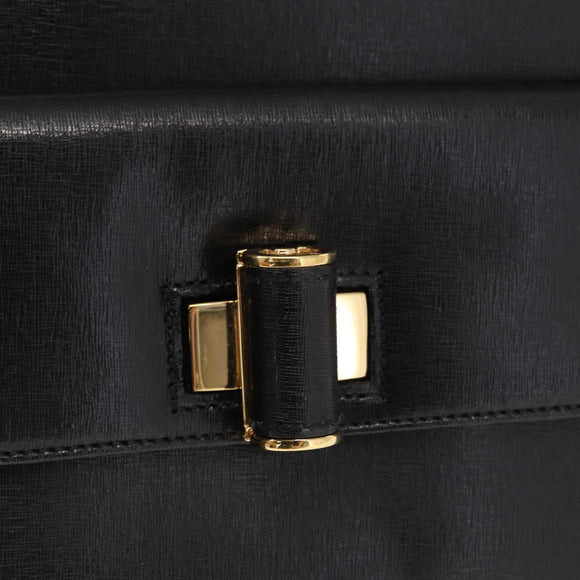 Salvatore Ferragamo Tote Bag Leather Black Gold Auth ka699