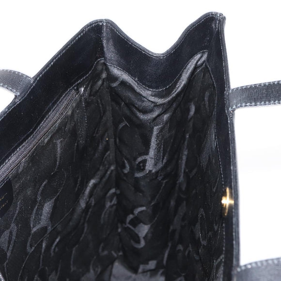 Salvatore Ferragamo Tote Bag Leather Black Gold Auth ka699