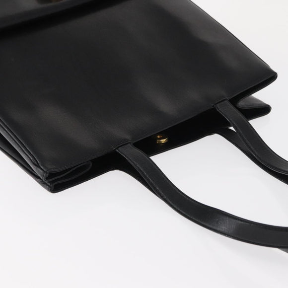 Salvatore Ferragamo Tote Bag Leather Black Gold Auth ka699