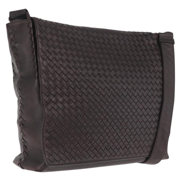 Bottega Veneta INTRECCIATO Shoulder Bag Leather Brown 221065 Auth ka6991