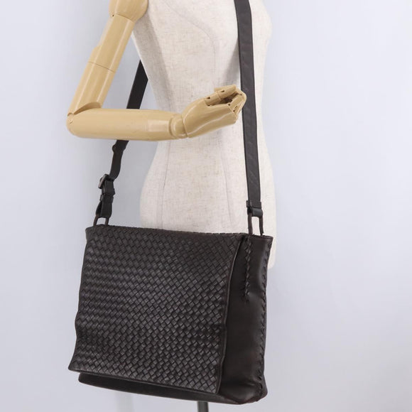 Bottega Veneta INTRECCIATO Shoulder Bag Leather Brown 221065 Auth ka6991