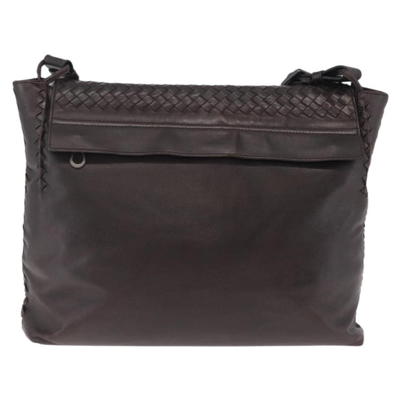 Bottega Veneta INTRECCIATO Shoulder Bag Leather Brown 221065 Auth ka6991