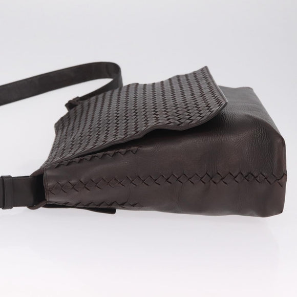 Bottega Veneta INTRECCIATO Shoulder Bag Leather Brown 221065 Auth ka6991