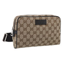 GUCCI GG Canvas Waist Bag Beige Silver 449174 Auth ka6993V-1