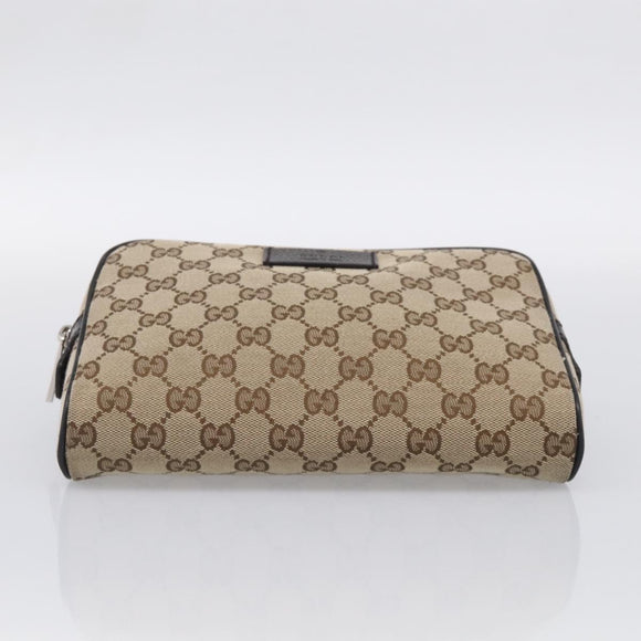 GUCCI GG Canvas Waist Bag Beige Silver 449174 Auth ka6993V