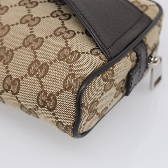 GUCCI GG Canvas Waist Bag Beige Silver 449174 Auth ka6993V