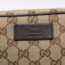 GUCCI GG Canvas Waist Bag Beige Silver 449174 Auth ka6993V-15